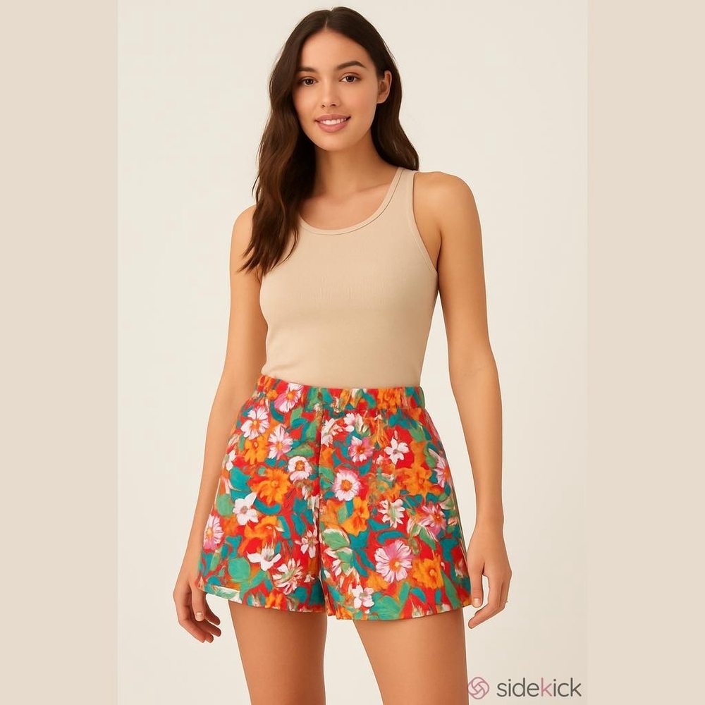 Lily Rose Shorts with Vibrant Floral Design - Picture 1 of 5